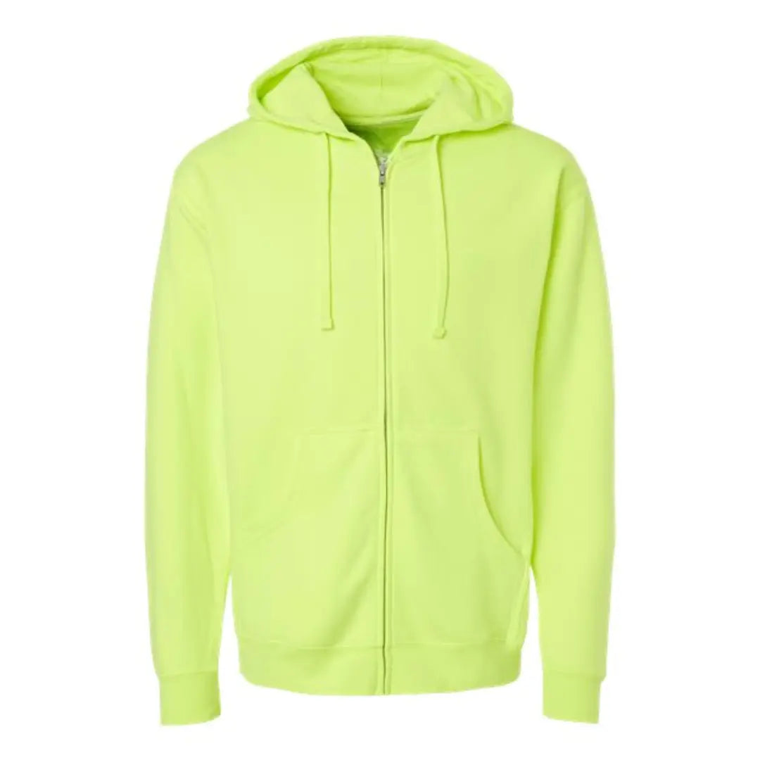 Neon Green Zip Hooded Sweatshirt
