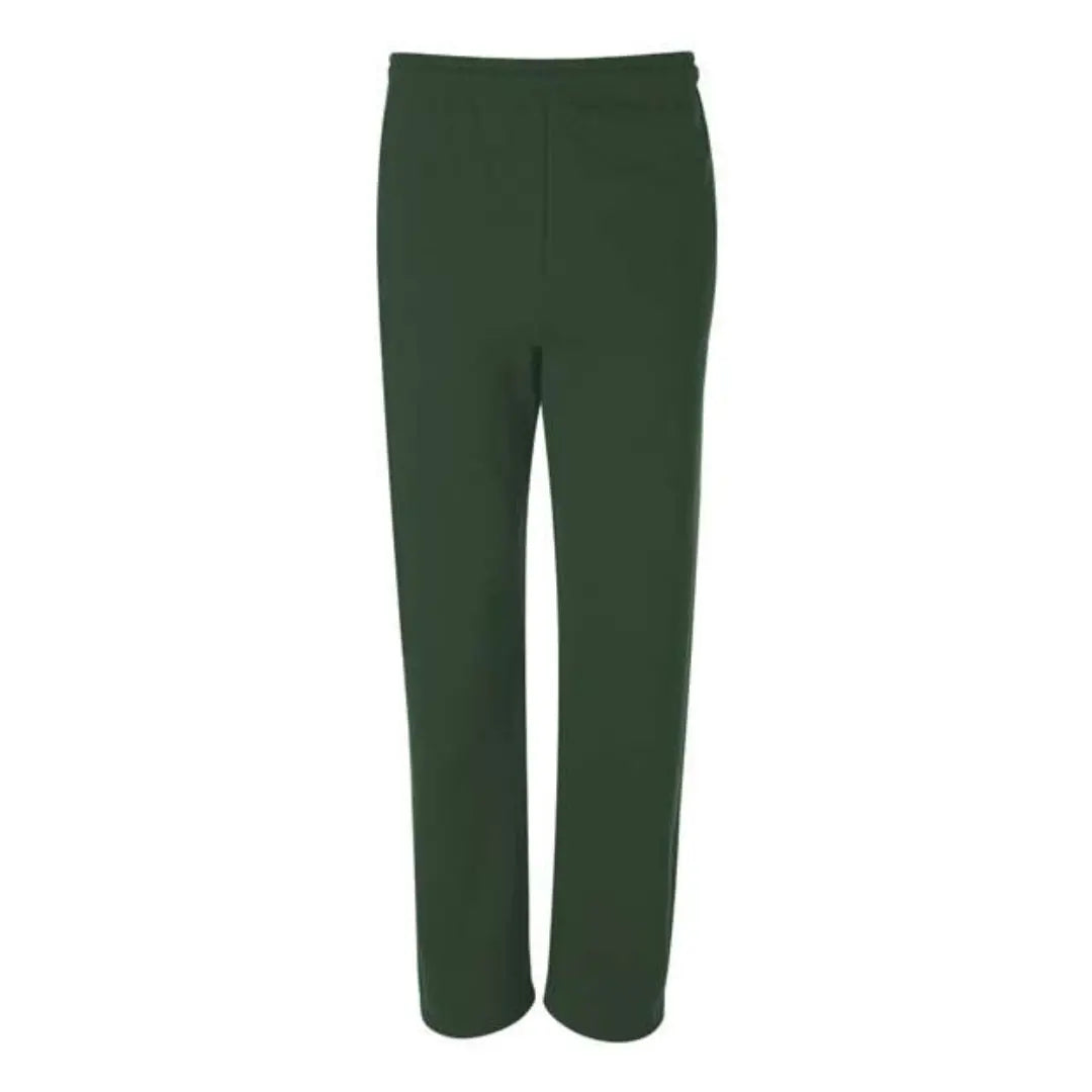 Green Open-Bottom Sweatpants with Pockets