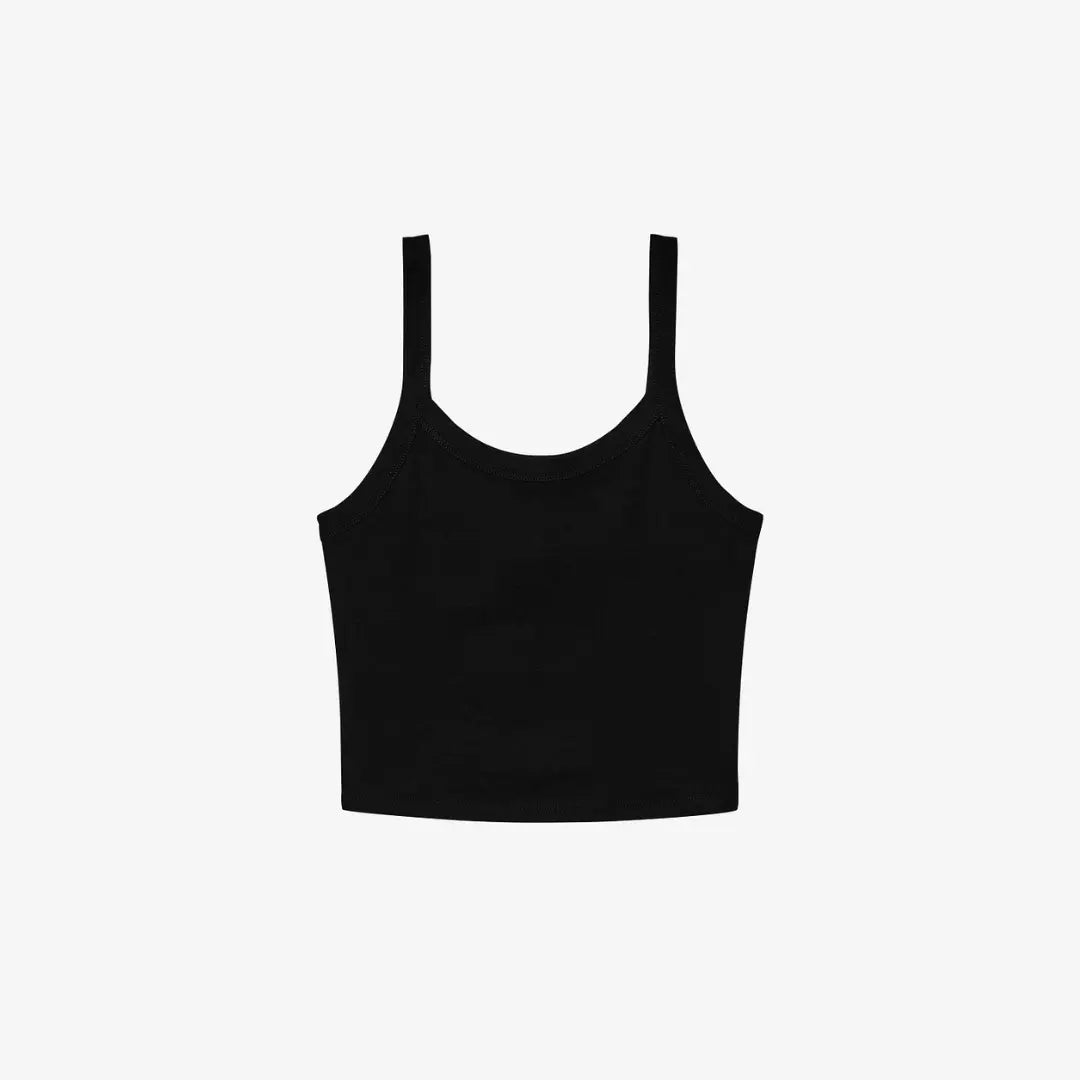 Black Women's Micro Rib Spaghetti Strap Tank
