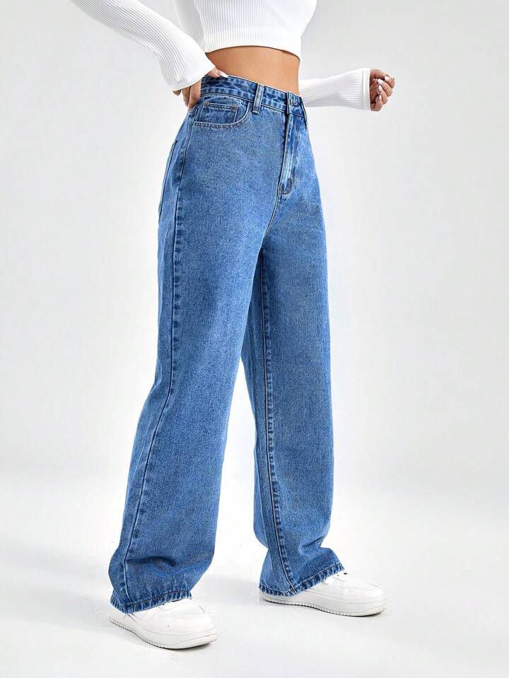 Women's wide leg flare blue denim