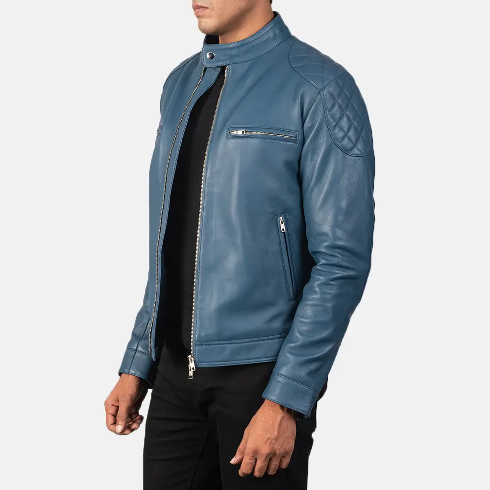 Blue Leather Jacket Mens