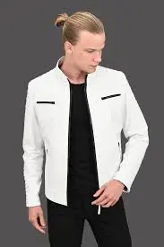 White Leather Jacket Mens