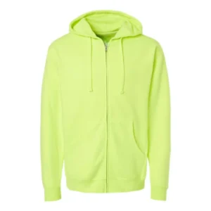 Neon Green Zip Hooded Sweatshirt