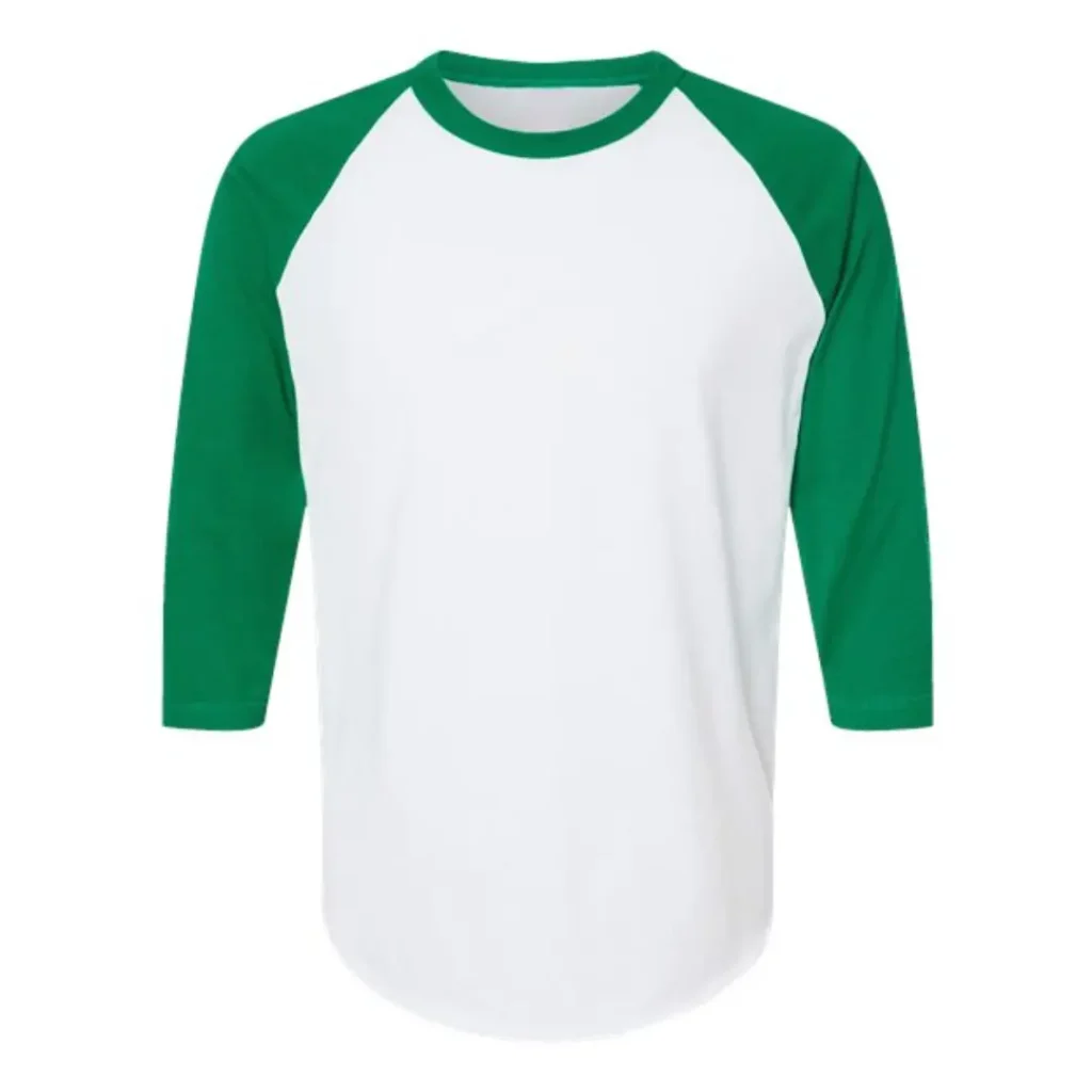 Green and White Three-Quarter T-Shirt
